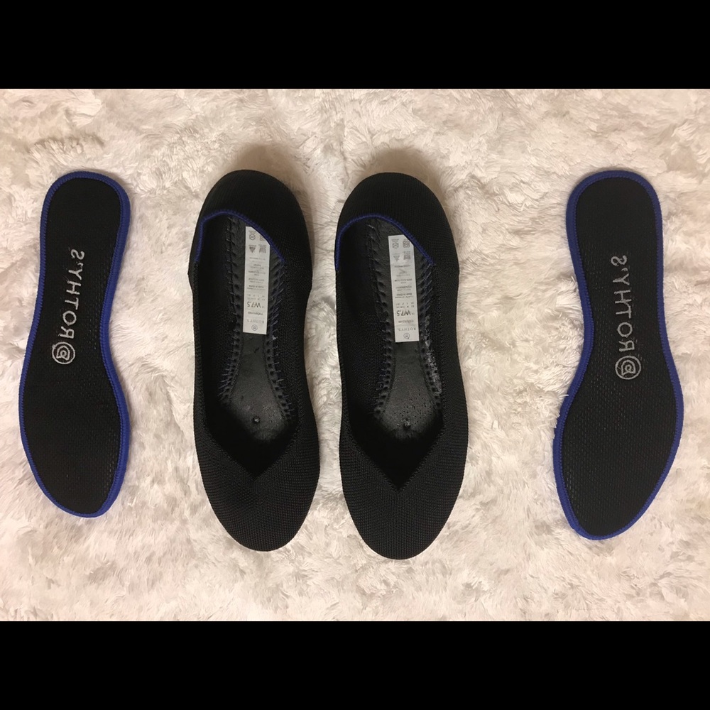 Rothys black round tie shoes size 7.5